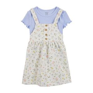 Floral Pinafore Dress with Lavender Tee